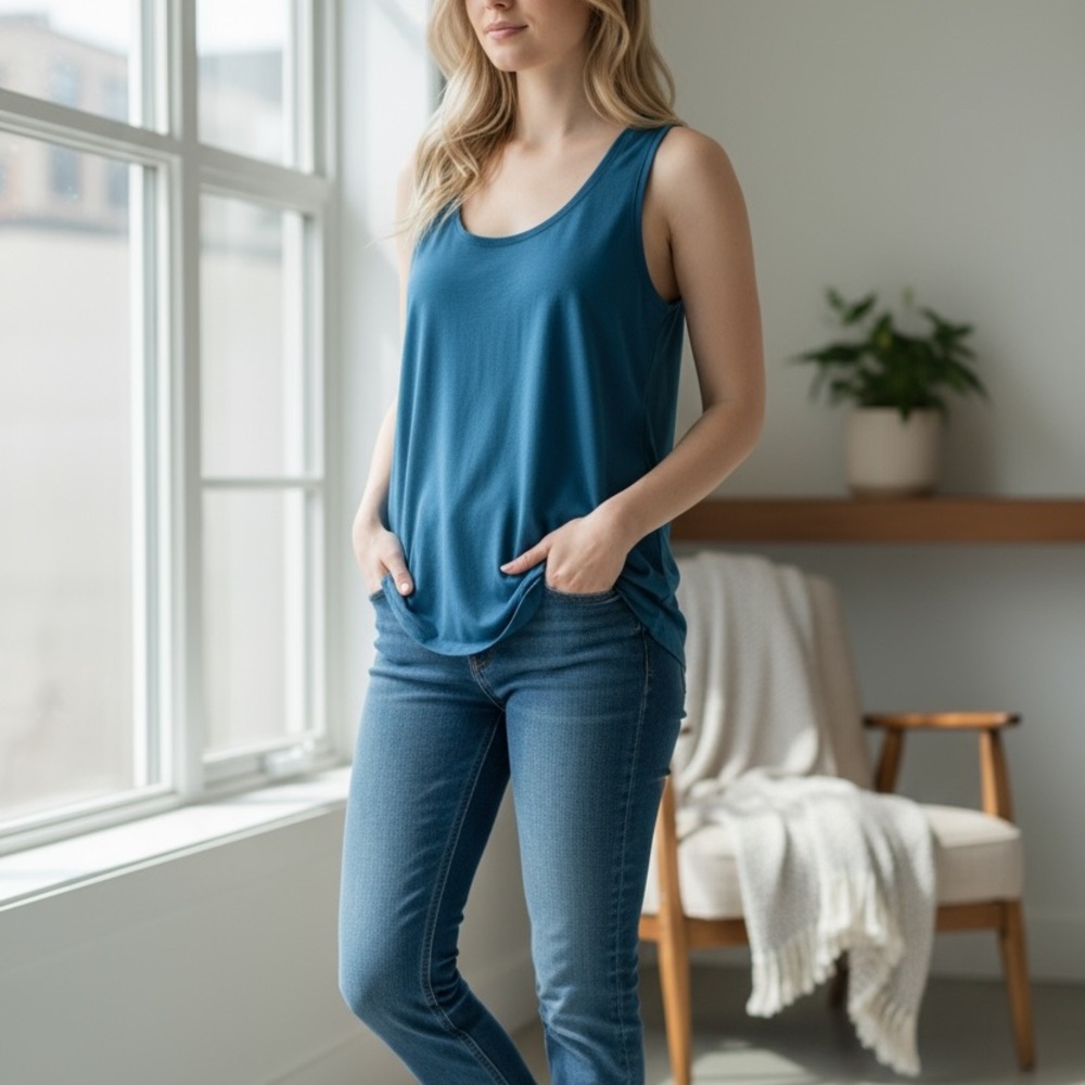 Rag & Bone Blue Sleeveless Top and Denim Jeans